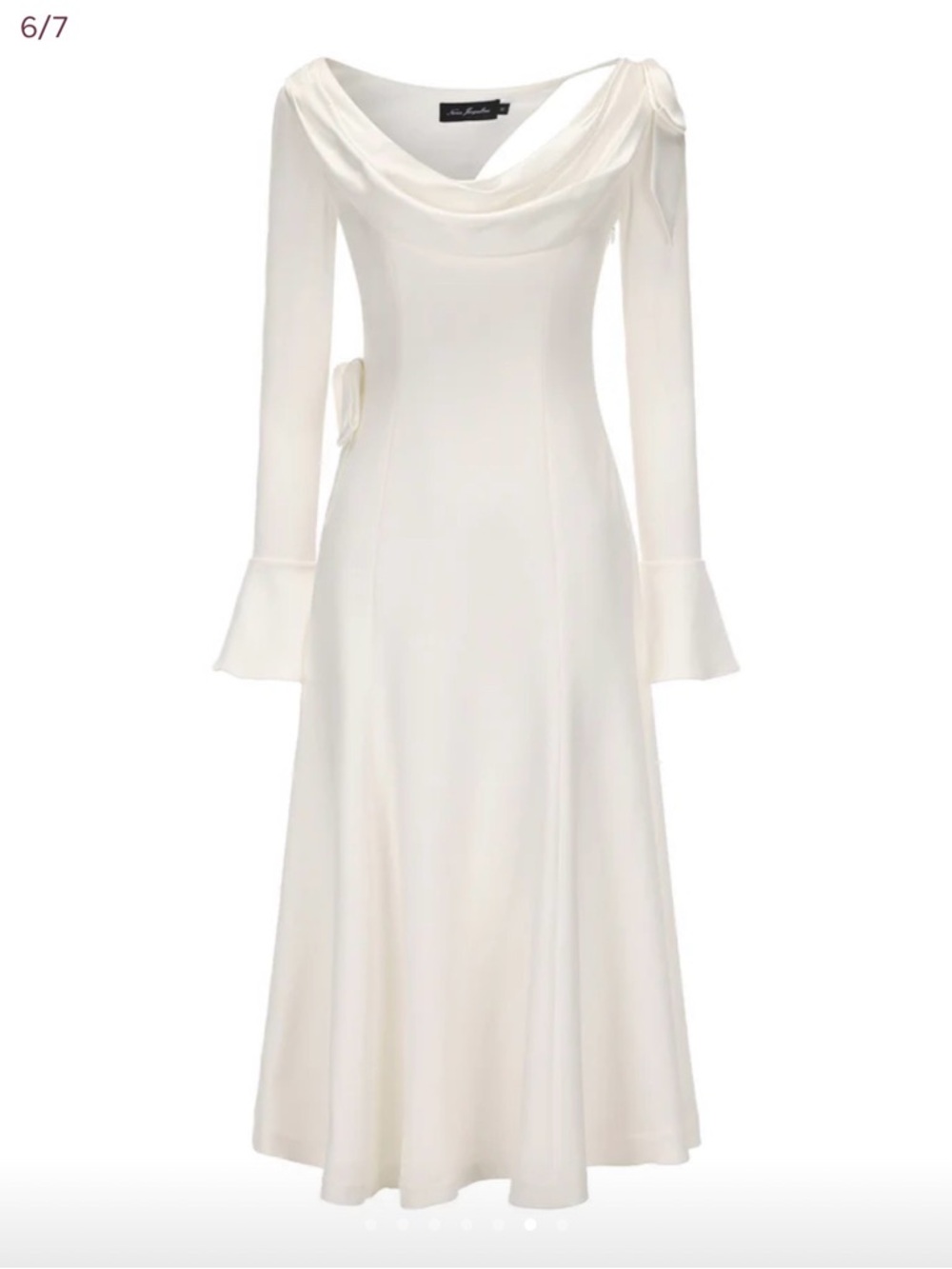 NEW WITH TAGS Elegant White Cowl Neck Long-Sleeve Dress